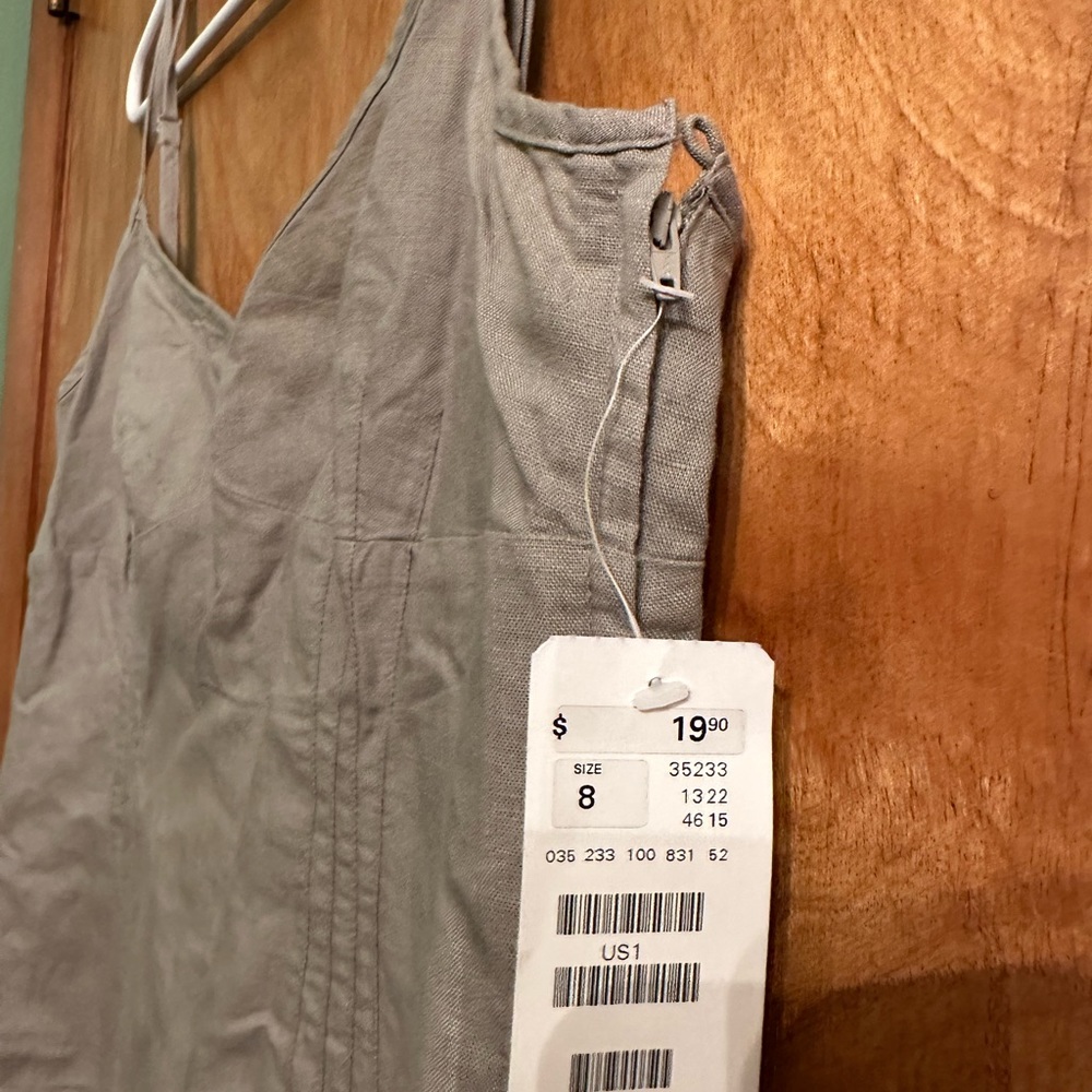 H&M Light Gray spaghetti strap linen dress